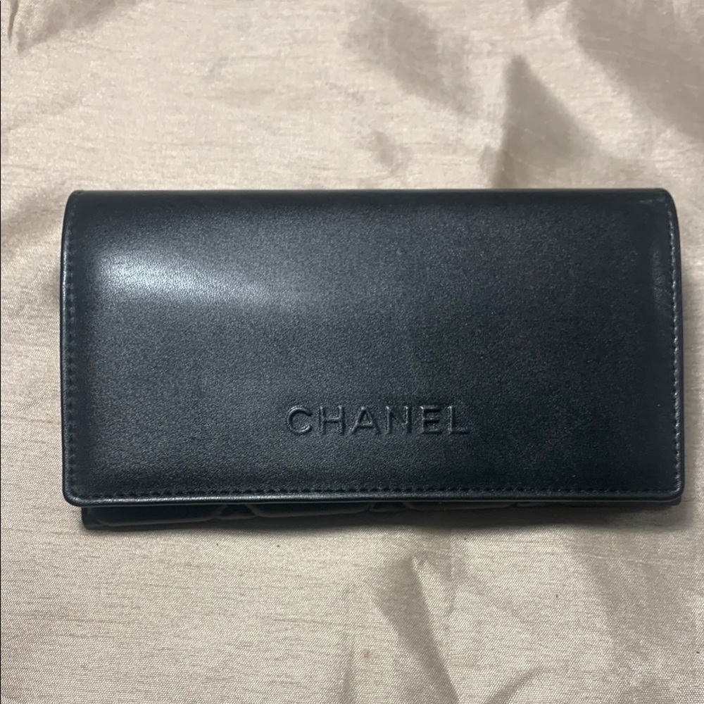 Chanel Black Leather EYEGLASSES SUNGLASSES case like new authentic